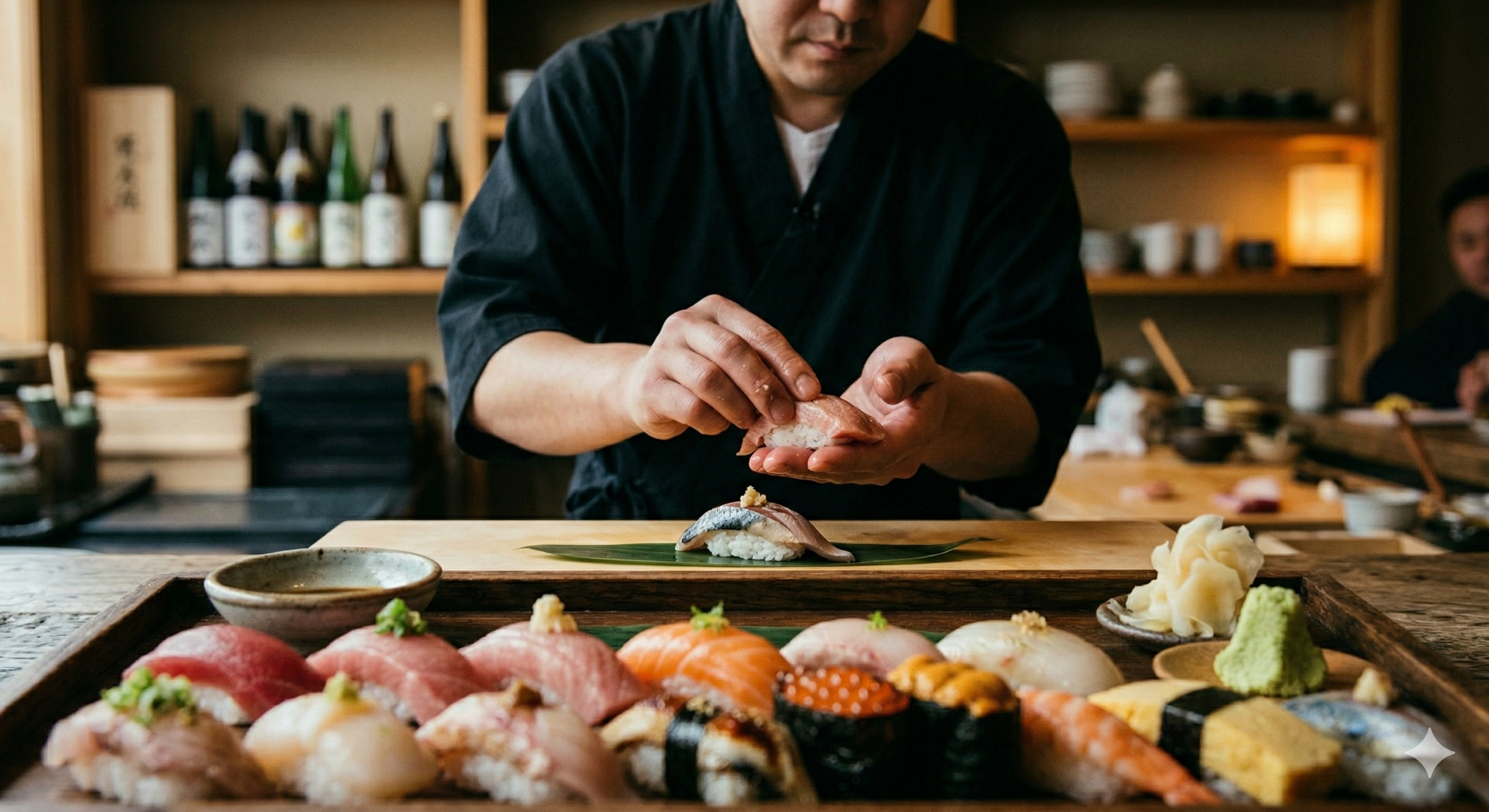 Preparación de Nigiris por el chef
